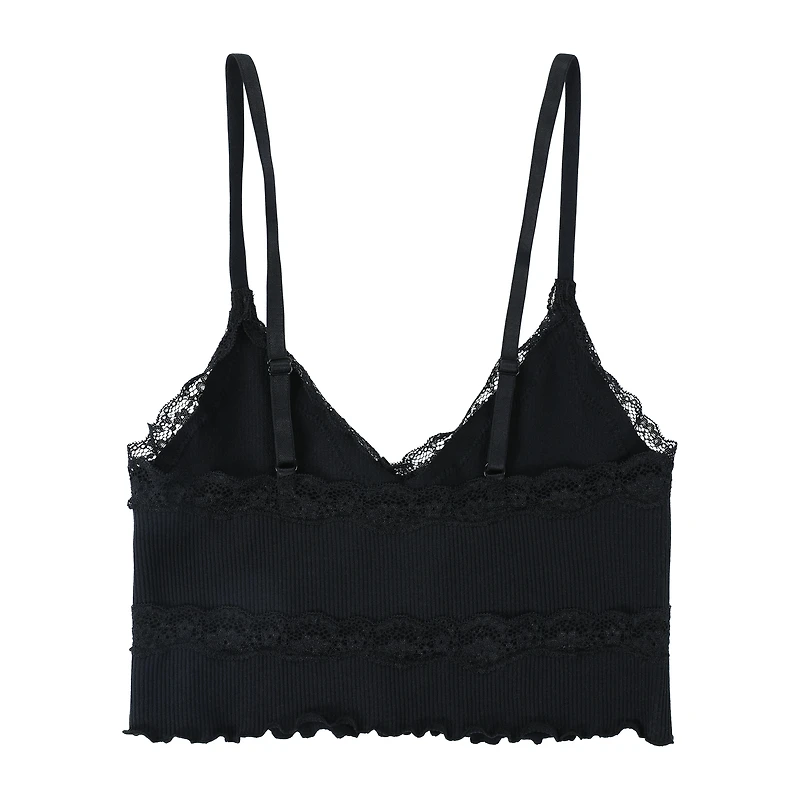 Juniors Rib Cami Top With Lace