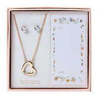 Heart Necklace & Earring Set With Removable Card
