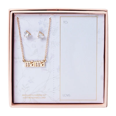 Mama Necklace & Earring Set With Removable Card