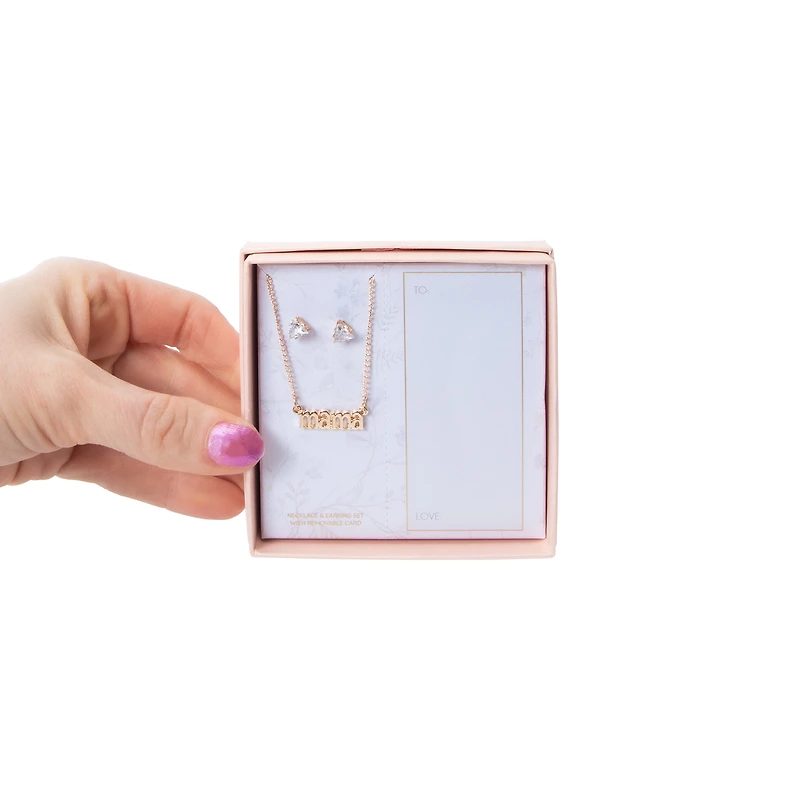 Mama Necklace & Earring Set With Removable Card