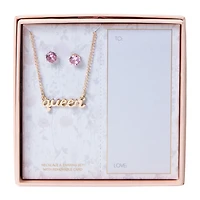Queen Necklace & Earring Set With Removable Card
