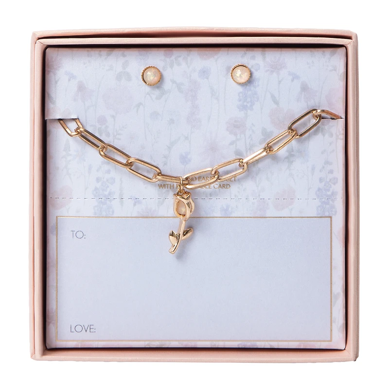 Tulip Bracelet & Earring Set With Removable Card