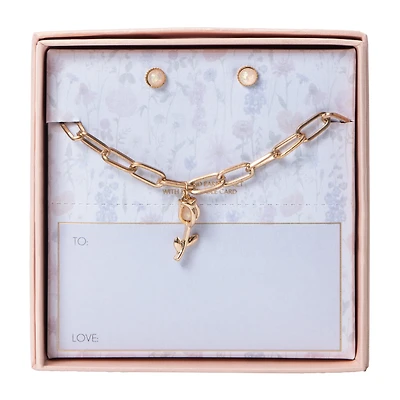 Tulip Bracelet & Earring Set With Removable Card