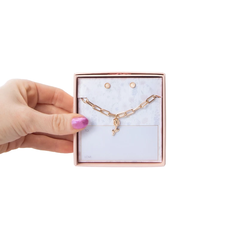 Tulip Bracelet & Earring Set With Removable Card