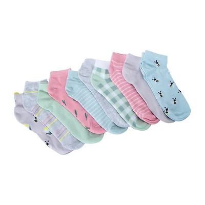 Ladies Printed Low Cut Socks 10-Pack