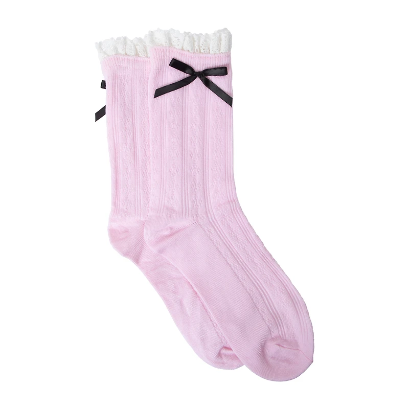 Frilly Bow Ladies Crew Sock 1-Pair
