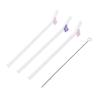 Glass Straws With Bow 3-Count