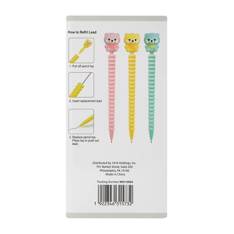 Kawaii Topper Mechanical Pencils 3-Count