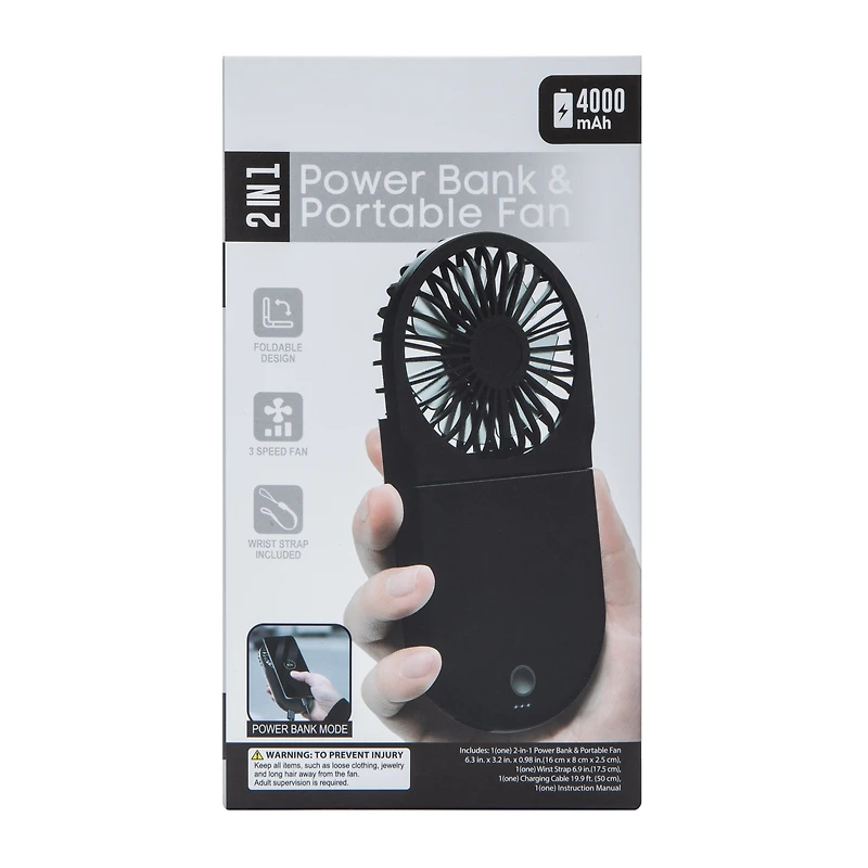 2-In-1 Power Bank & Portable Fan 4000MAh