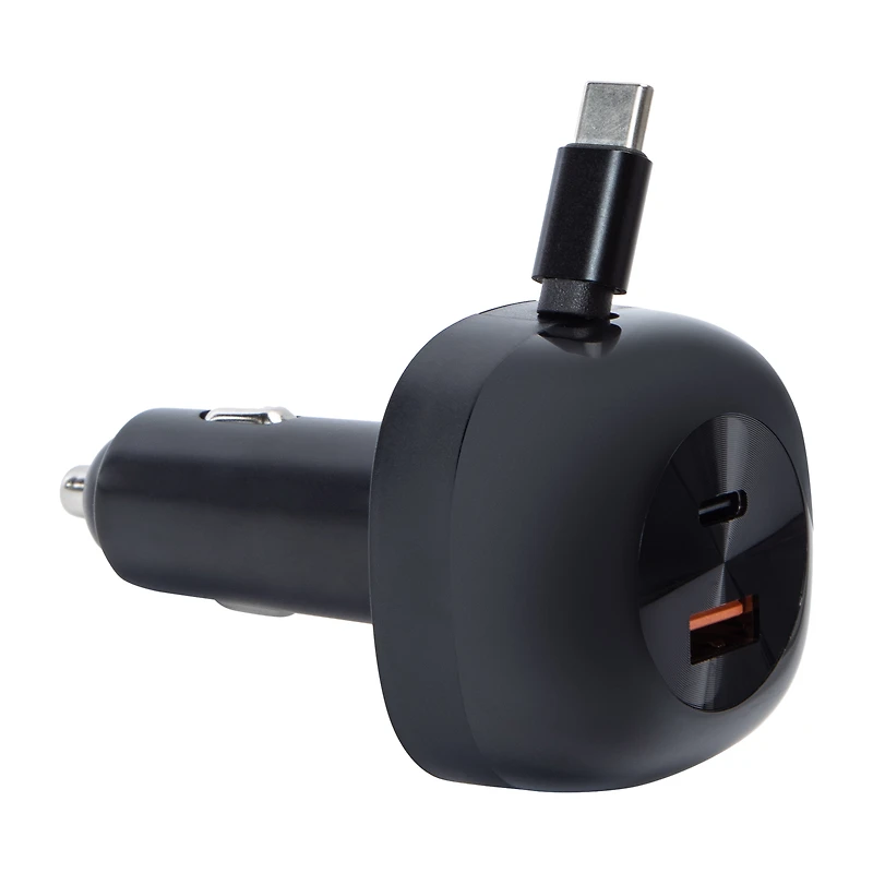 20W Car Charger With Retractable USB-C Cable