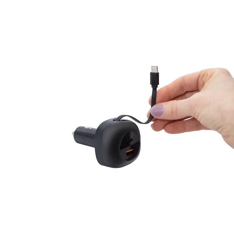20W Car Charger With Retractable USB-C Cable