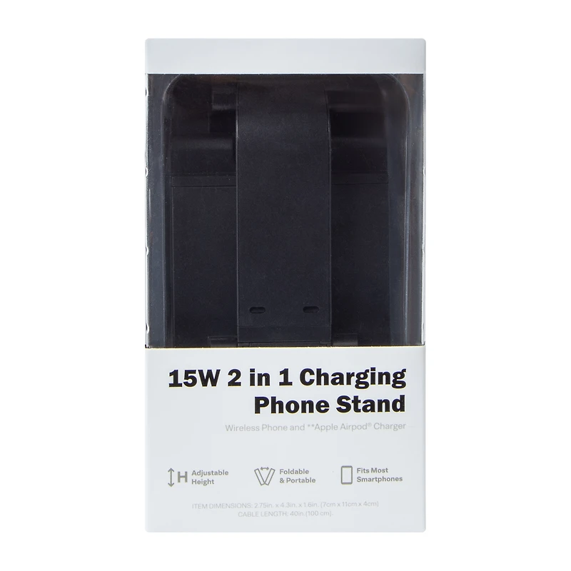 15W 2-In-1 Charging Phone Stand
