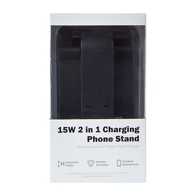 15W 2-In-1 Charging Phone Stand