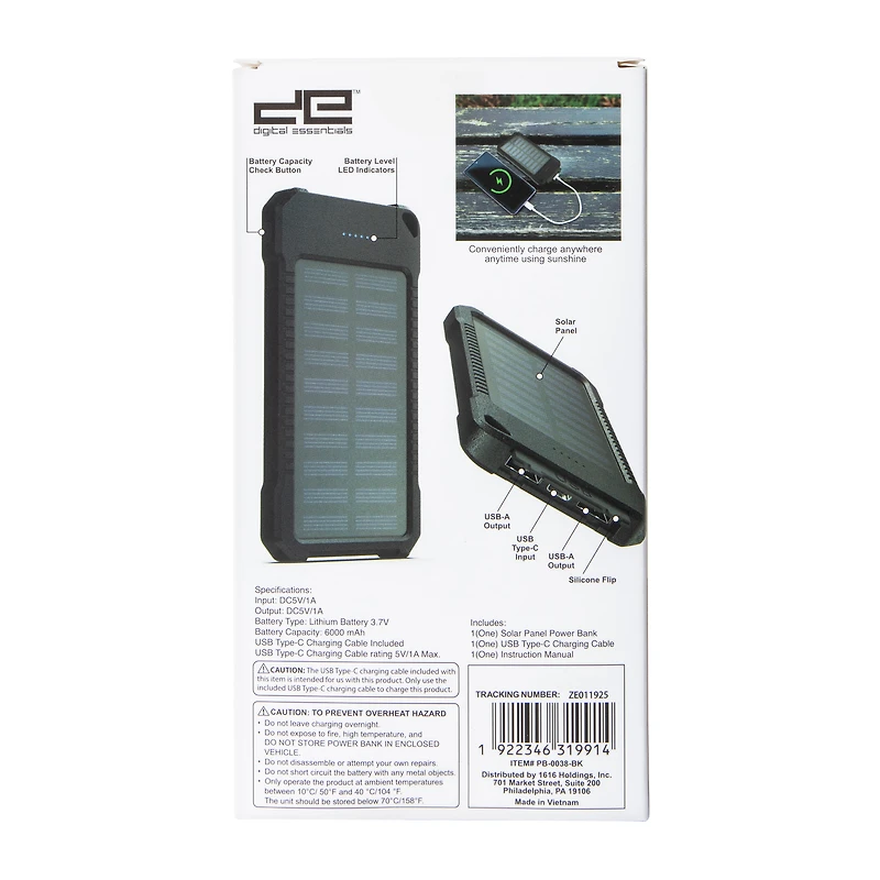 Solar Panel Power Bank 6000MAh