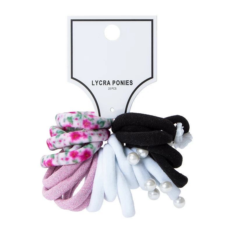 Lycra Ponies Bands 20-Pack