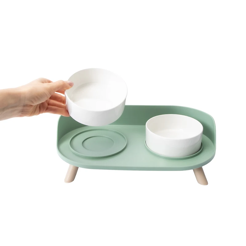 Elevated Double Diner For Pets 3-Piece Set