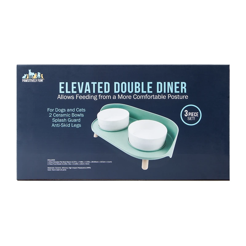 Elevated Double Diner For Pets 3-Piece Set