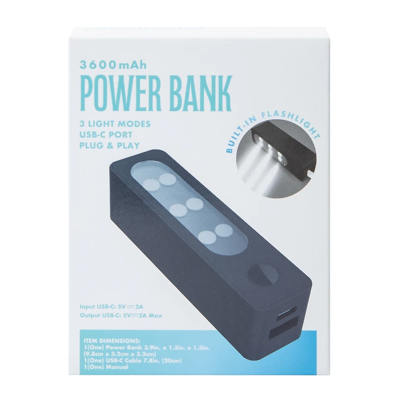Power Bank With Light 3600MAh