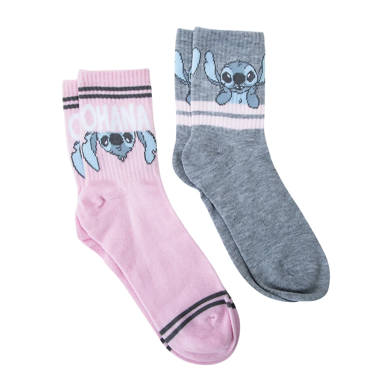 Juniors Disney Stitch Mid-Crews Socks 2-Pairs