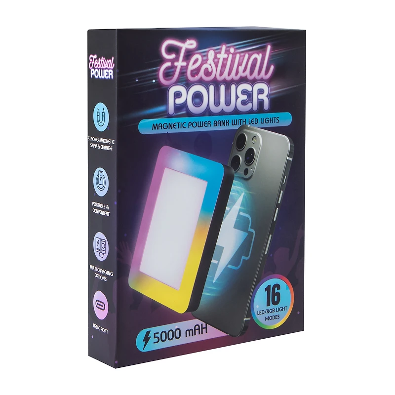 Festival Power Magnetic Bank With LED Lights 5000MAh