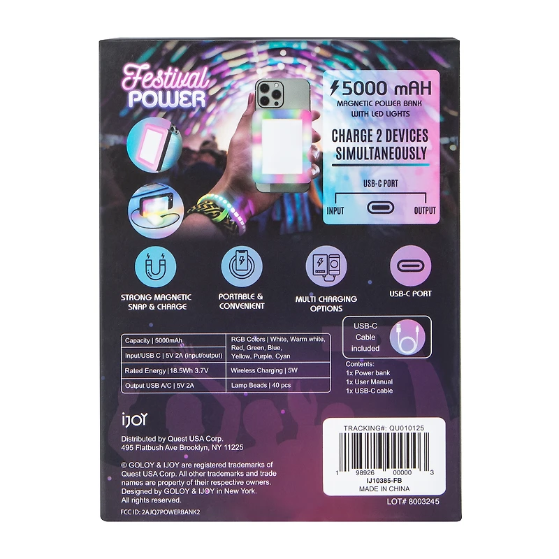 Festival Power Magnetic Bank With LED Lights 5000MAh