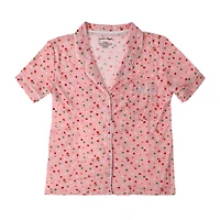 Juniors Notch Collar Printed Top