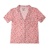 Juniors Notch Collar Printed Top