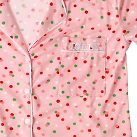 Juniors Notch Collar Printed Top