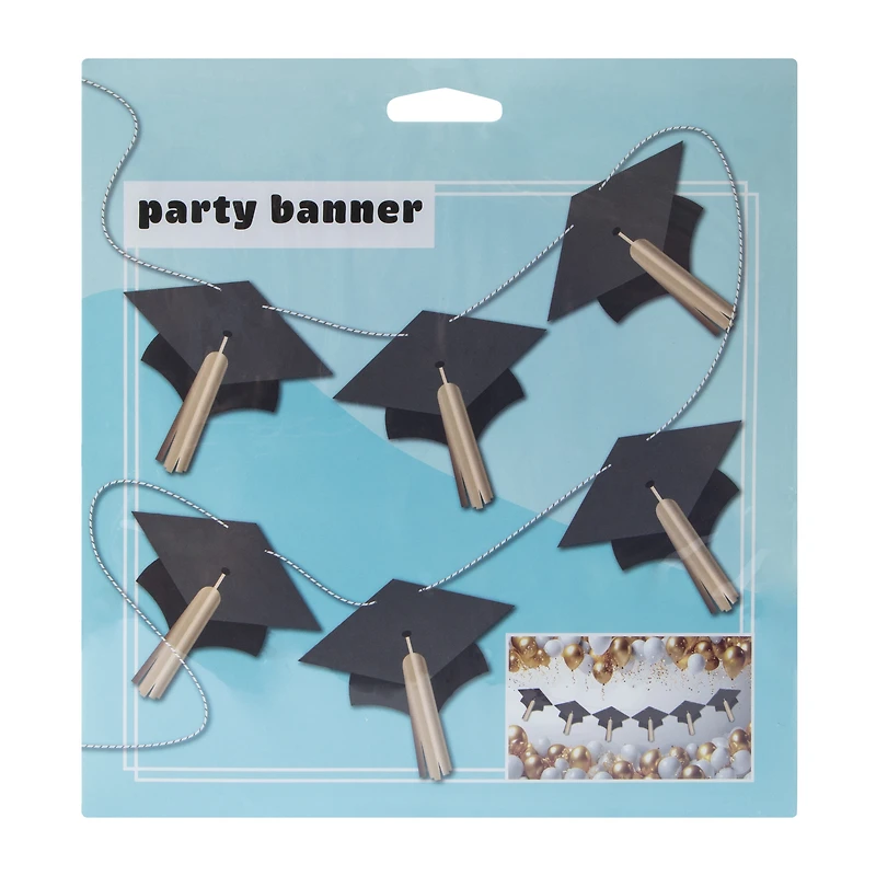 Graduation Hats Party Banner
