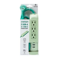 Power Strip W/ 3 outlet & 2 USB-A 1 USB-C Port
