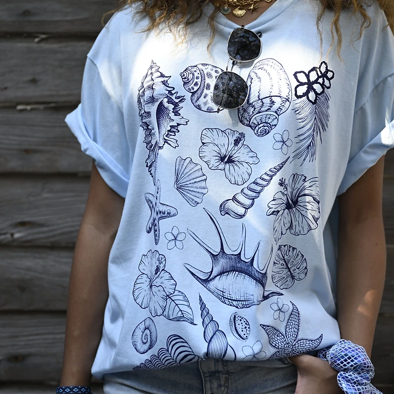 Seashells Collage Graphic Tee
