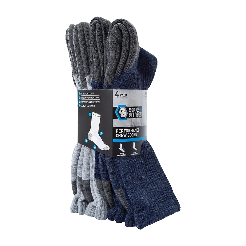 Young Men's Series-8 Fitness™ Performance Crew Socks 4-Pack