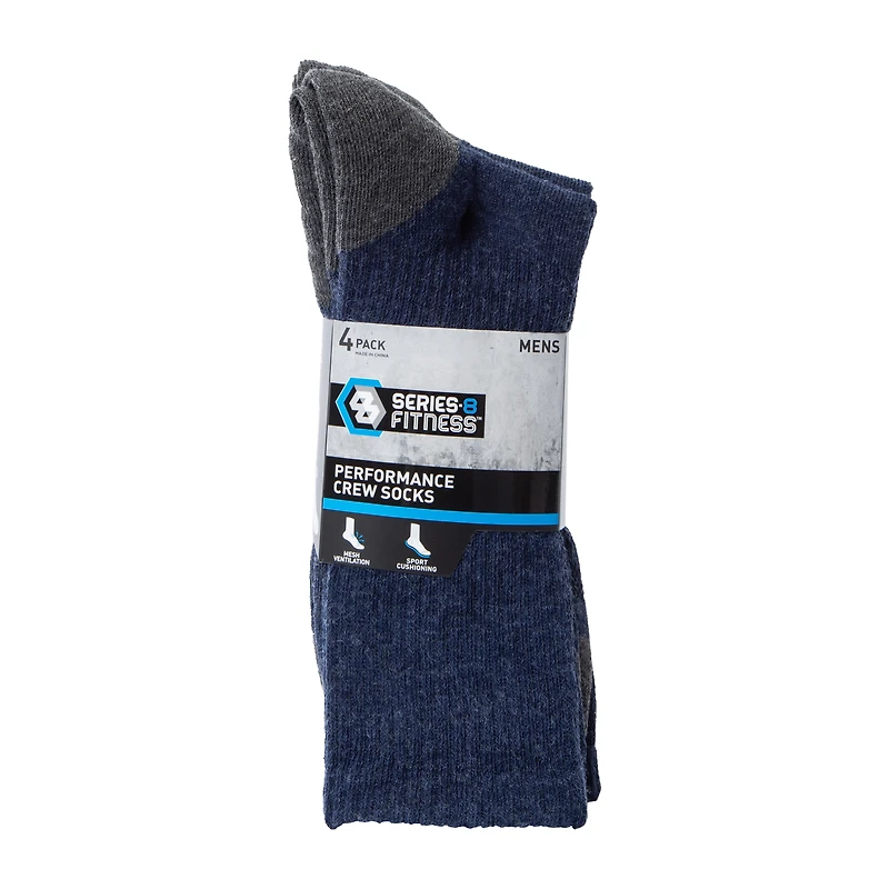 Young Men's Series-8 Fitness™ Performance Crew Socks 4-Pack