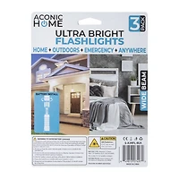 Aconic Home Ultra Bright Flashlights 3-Pack