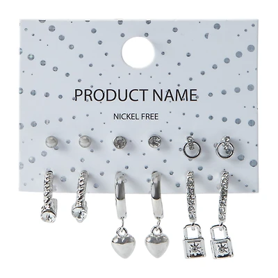Silver Lock Hoops 6-Piece