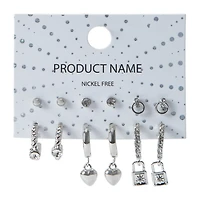 Silver Lock Hoops 6-Piece