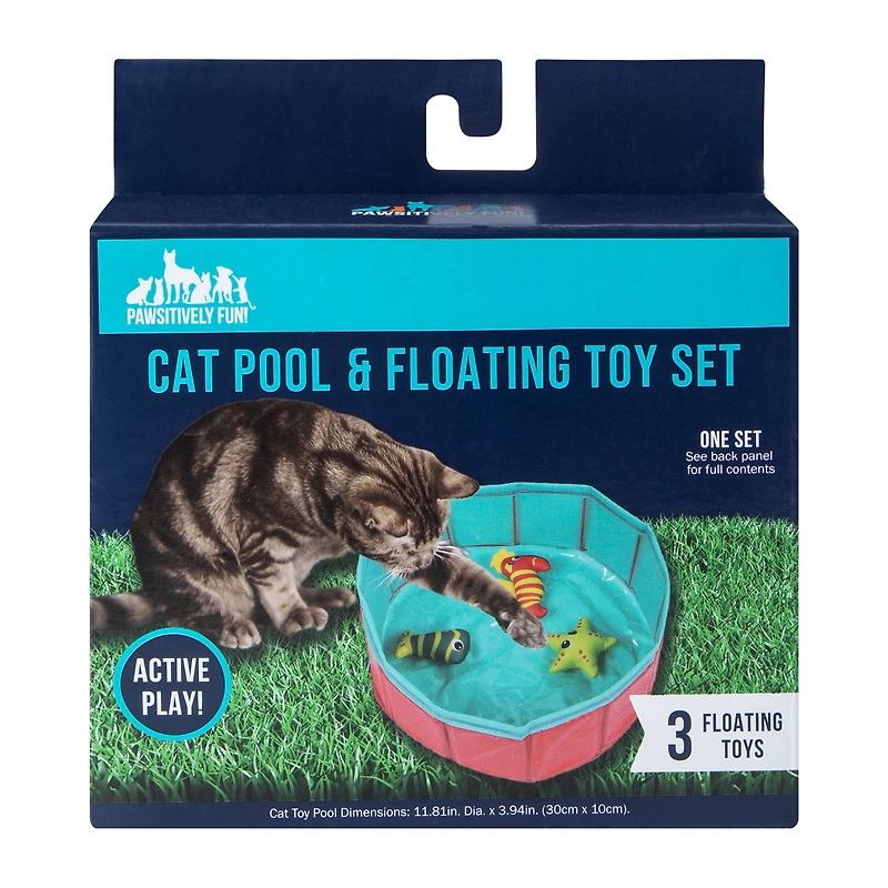 Pawsitively Fun! Cat Pool & Floating Toy Set