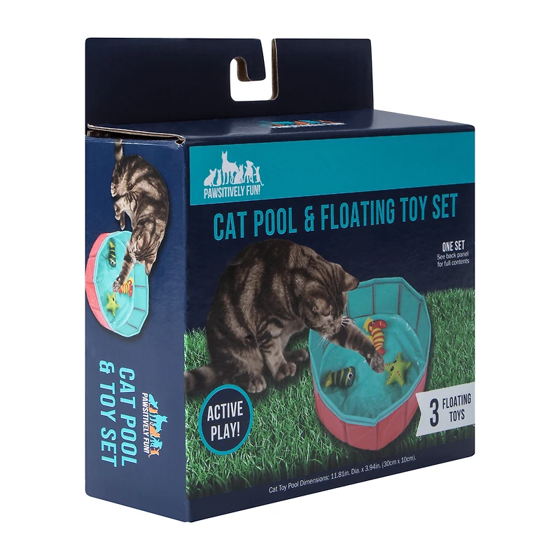Pawsitively Fun! Cat Pool & Floating Toy Set
