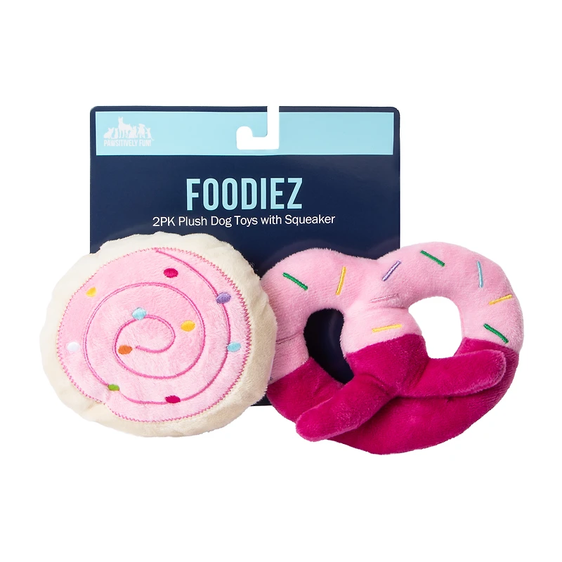 Foodiez Plush Dog Toys With Squeaker 2-Pack