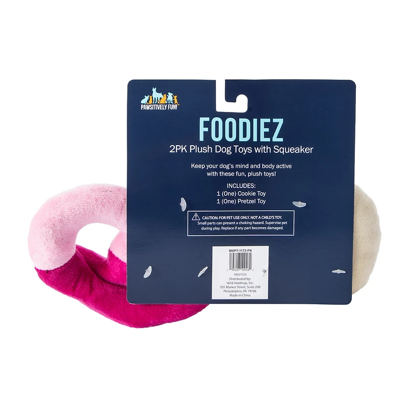 Foodiez Plush Dog Toys With Squeaker 2-Pack