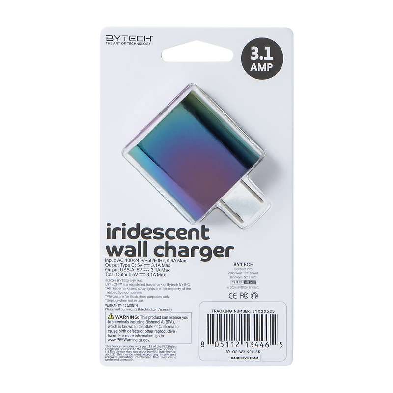 Iridescent Wall Charger 3.1A