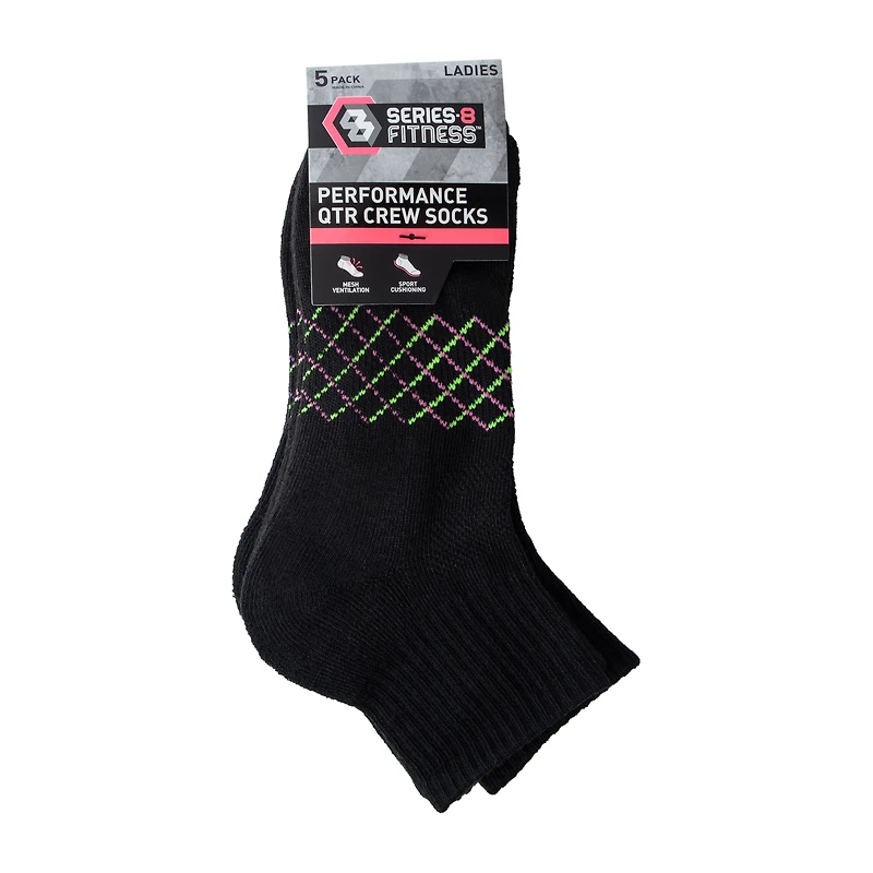 Juniors Series-8 Fitness™ Performance Qtr Crew Socks 5-Pairs