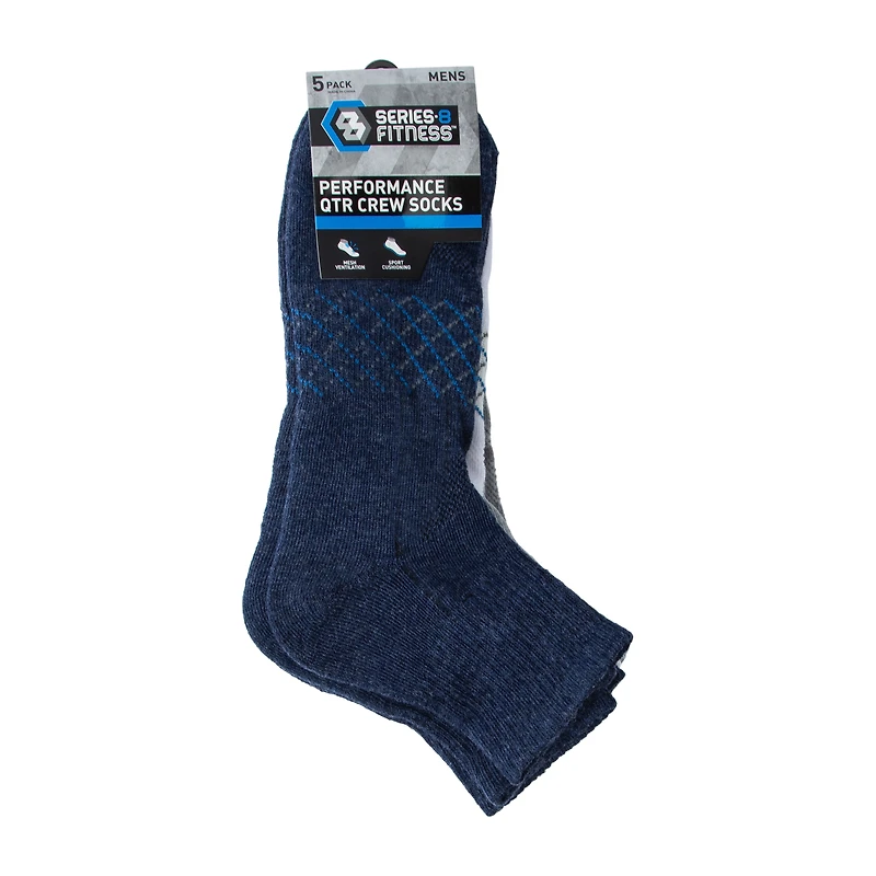 Young Mens Series-8 Fitness™ Performance Qtr Crew Socks 5-Pairs