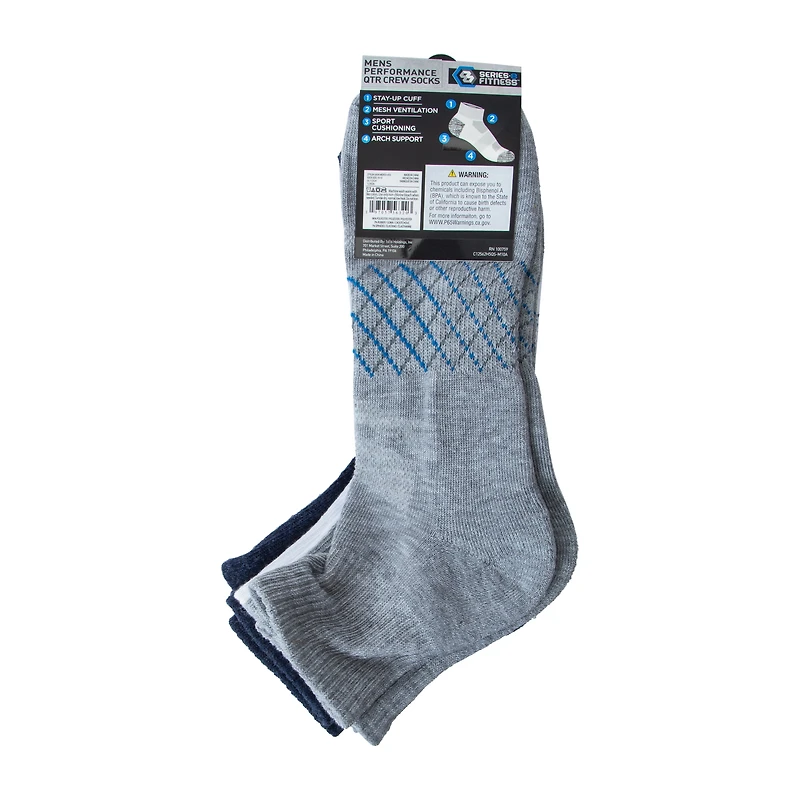 Young Mens Series-8 Fitness™ Performance Qtr Crew Socks 5-Pairs