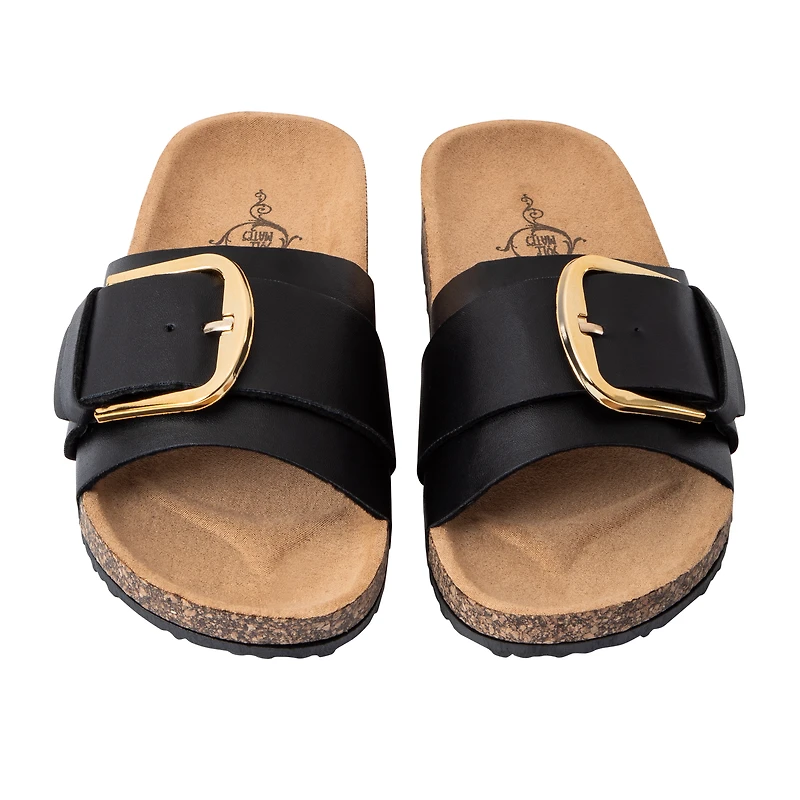 Juniors Sole Mates Black Buckle Sandals