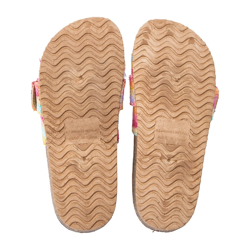 Rainbow Stripe Raffia Slide Sandal