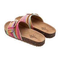 Rainbow Stripe Raffia Slide Sandal