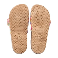 Rainbow Stripe Raffia Slide Sandal