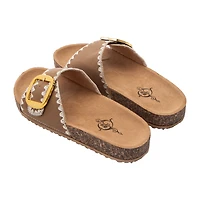 Whipstitch Buckle Slide Sandal