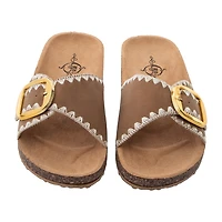 Whipstitch Buckle Slide Sandal